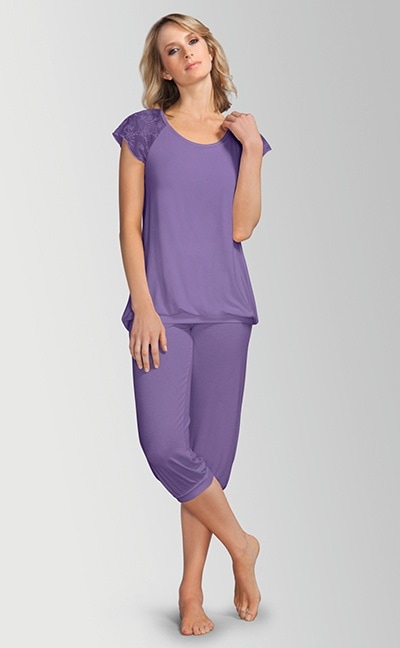 Pyjamas med capri bukser - lilla