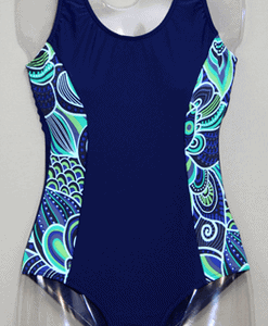 Monique badedragt navy print