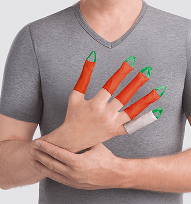 Dactyna fingre gør det lettere at tage kompressionshandsker på