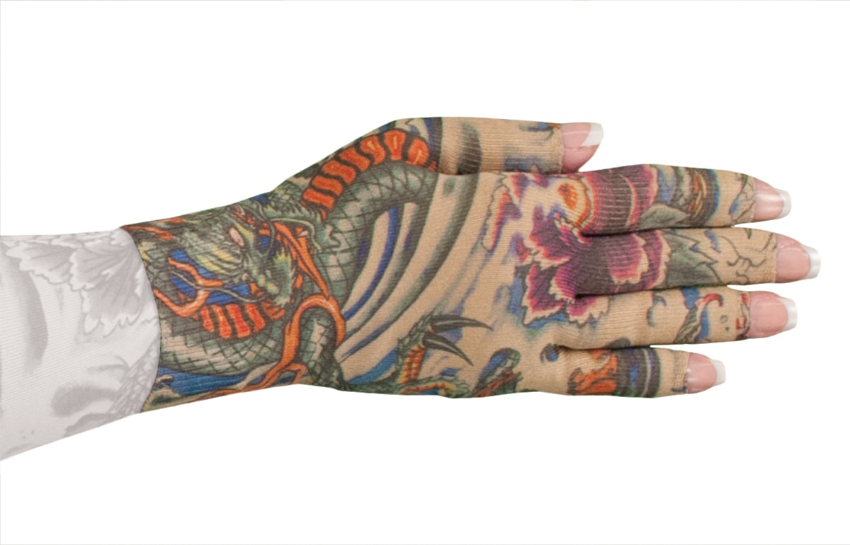 Lotus Dragon Tattoo kompressionshandske