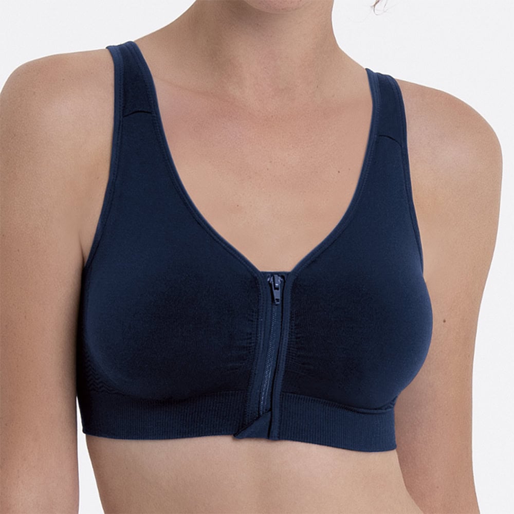Mørkeblå Lynn BH med lynlås og lomme - fra Anita Care