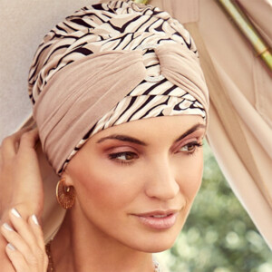 Boho Sienna turban sæt i Brown Zebra-design fra Christine Headwear
