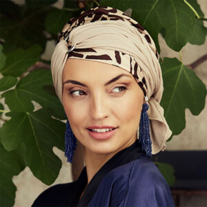 Boho Sienna turban sæt - Soft Beige Giraffe