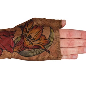 Lily Mocha kompressionshandske uden fingre fra LympheDIVAs