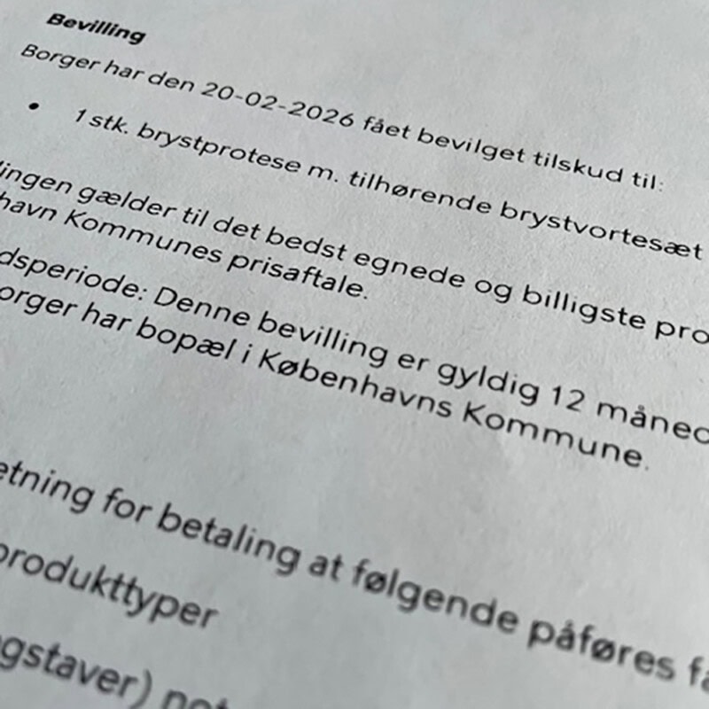 Søg bevilling til brystprotese - og brystvorter